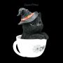 AMI 13802 Schwarze Hexen Katze in Tasse - 360° Ansicht