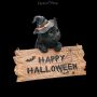 AMI 13804 Tuerschild Hexenkatze Happy Halloween - 360° presentation