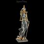 FS13454 Kleine Justitia Figur Goettin der Gerechtigkeit silber gold - 360° presentation