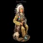 FS15244 Indianer Figur Haeuptling sitzend mit Friedenspfeife - 360° Ansicht