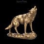 FS21654 Heulende Wolf Figur goldfarben - 360° Ansicht