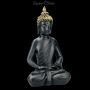FS21816 Schwarze Buddha Figur Sitzend - 360° Ansicht