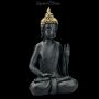 FS21817 Schwarze Buddha Figur Sitzend mit erhobener Hand - 360° Ansicht