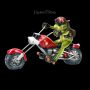 FS21822 Lustige Frosch Figur auf Motorrad - 360° Ansicht
