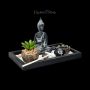 FS23529 Buddha Figur mit Zen Garten schwarz grau - 360° Ansicht