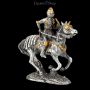 FS24355 Zinn Figur Ritter mit Pferd und Streitaxt - 360° Ansicht