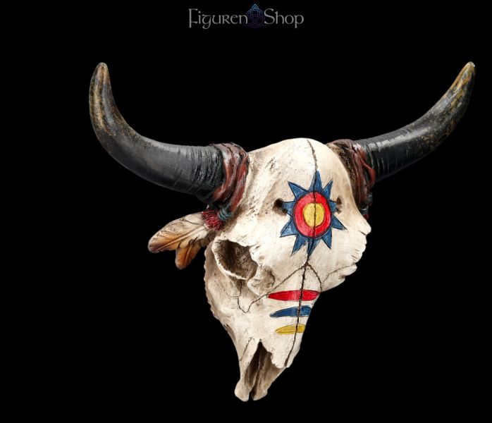 Wanddeko - Bison Totenkopf mit Kriegsbemalung