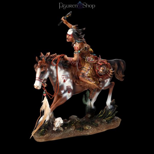 Indianer Figur - Reitend mit Tomahawk groß