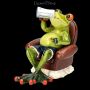FS24625 Lustige Frosch Figur auf Stuhl trinkt Bier - 360° Ansicht