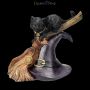 FS25757 Hxen Katzen Figur auf Hut und Besen - 360° Ansicht