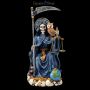 FS25836 Sitzende Santa Muerte Figur blau - 360° presentation