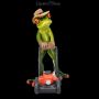 FS25942 Lustige Frosch Figur Gärtner mit Rasenmäher - 360° Ansicht