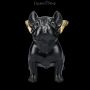FS26169 Bulldoggen Figur schwarz mit goldenen Flügeln - 360° Ansicht