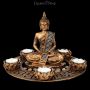 FS26334 Buddha Figur als fünffach Teelichthalter bronzefarben - 360° Ansicht