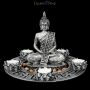 FS26335 Buddha Figur als fünffachTeelichthalter silberfarben - 360° presentation