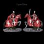FS26617 Ritter Figuren Set Zwei Kreuzritter mit Pferd rot - 360° Ansicht
