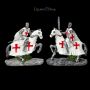 FS26618 Ritter Figuren Set Zwei Kreuzritter auf Pferd weiß - 360° presentation