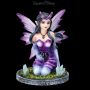 FS26952 Elfen Figur klein lila Kristana mit Kristallen - 360° Ansicht