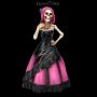 FS27031 Skelett Figur DOD Lady in lila Kleid - 360° Ansicht