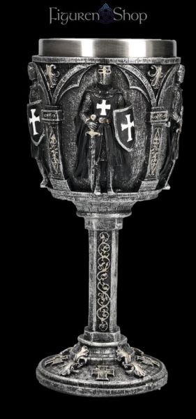Ritterkelch schwarz - Mittelalter Trinkkelch mit Kreuz