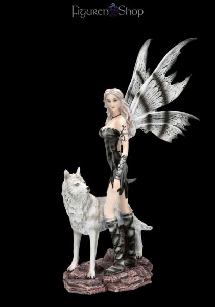 Elfenfigur - Elleth mit weißem Wolf