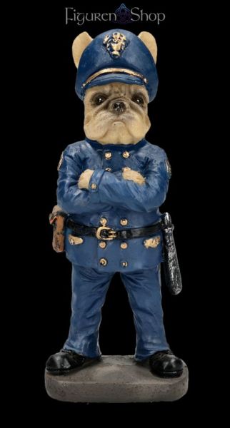 Hundefigur - Bulldogge als Polizist