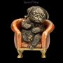 Bulldog Figurine - Puppy Sleeping on Armchair - 360° View