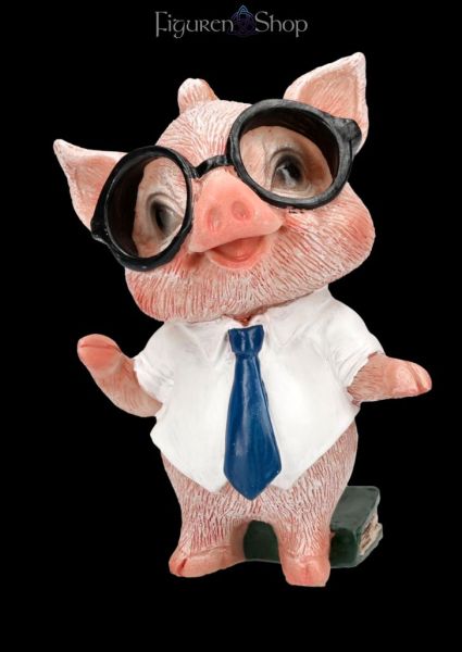 Lustige Schweinefigur mit Brille und Krawatte - Percy