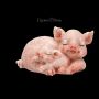 Mini Pig Figurine with Baby Pig - Cuddle - 360° View