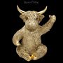 Highland Cow Wine Bottle Holder – Gold-coloured - 360° View