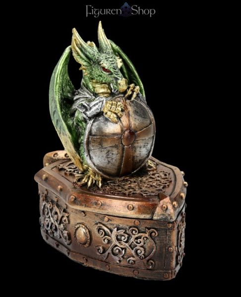 Dragon Jewellery Box with Shield – Hoard Protector Green