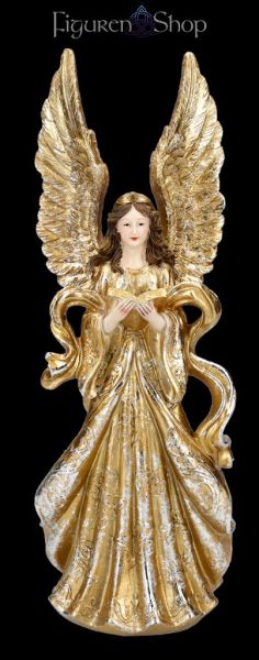 Engelfigur mit Buch - goldfarben