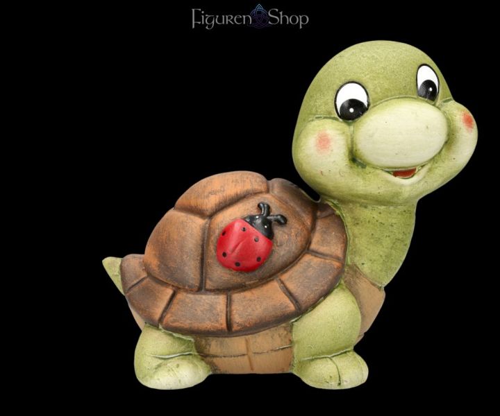Niedliche Schildkrötenfigur mit Marienkäfer - klein