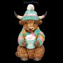 Highland Cow Winterfigur mit Kakao - 360° Ansicht