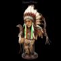 KS4572 Indianer Figur Grosse Haeuptling Bueste mit Adler Zepter - 360° Ansicht