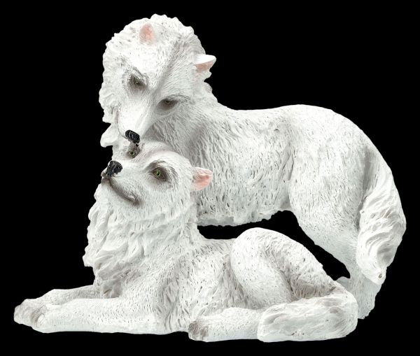 Wolf Figurine - Polar Wolves Snuggle