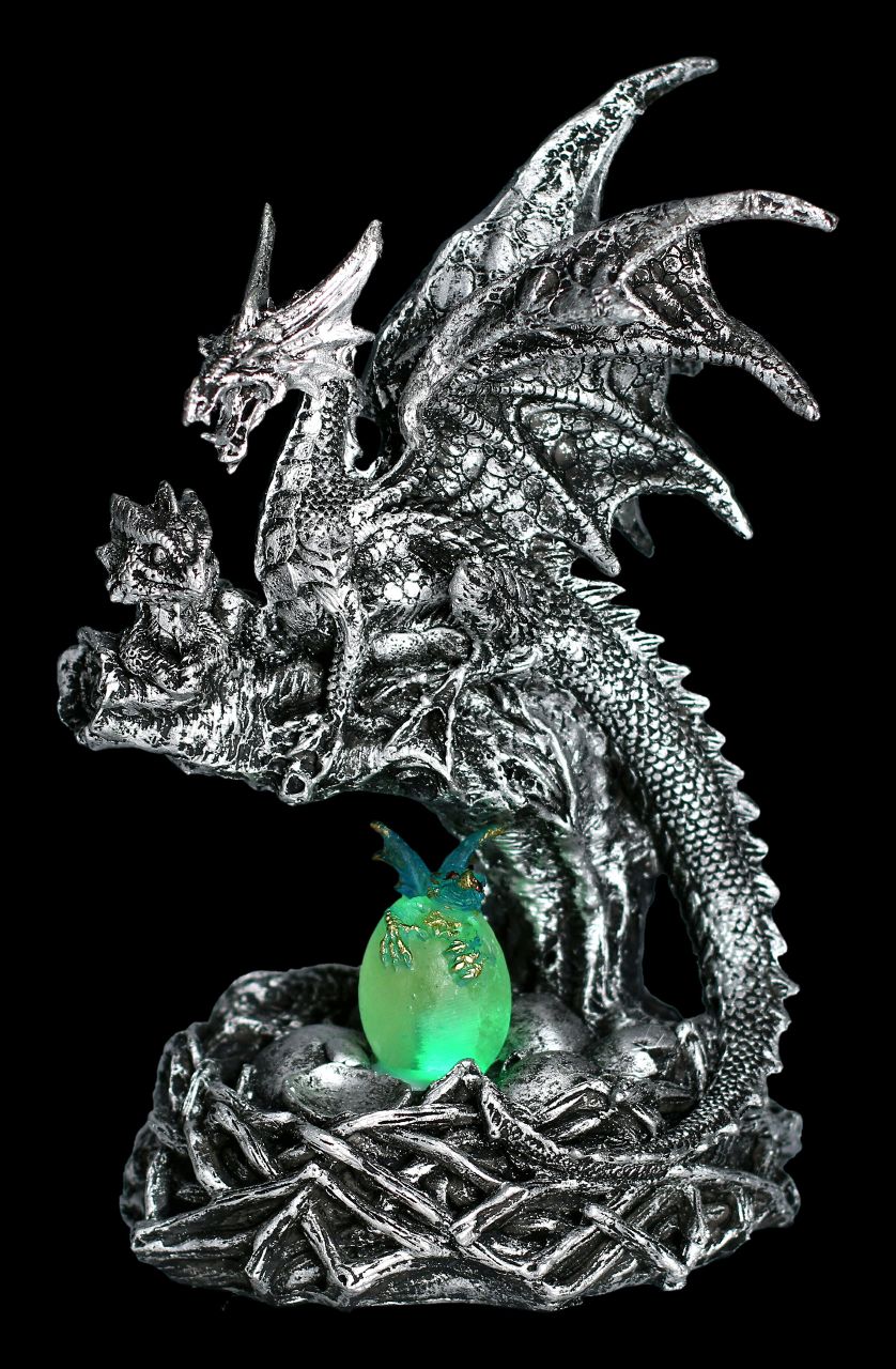 Dragon Figurine - Egg Guardian with Baby LED