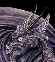Dragon Figurine - Mother with Dragon Child - purple