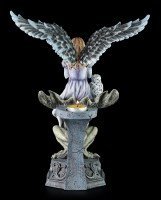 Tealight Holder - Dark Angel Figurine with Owl and Gargoyle