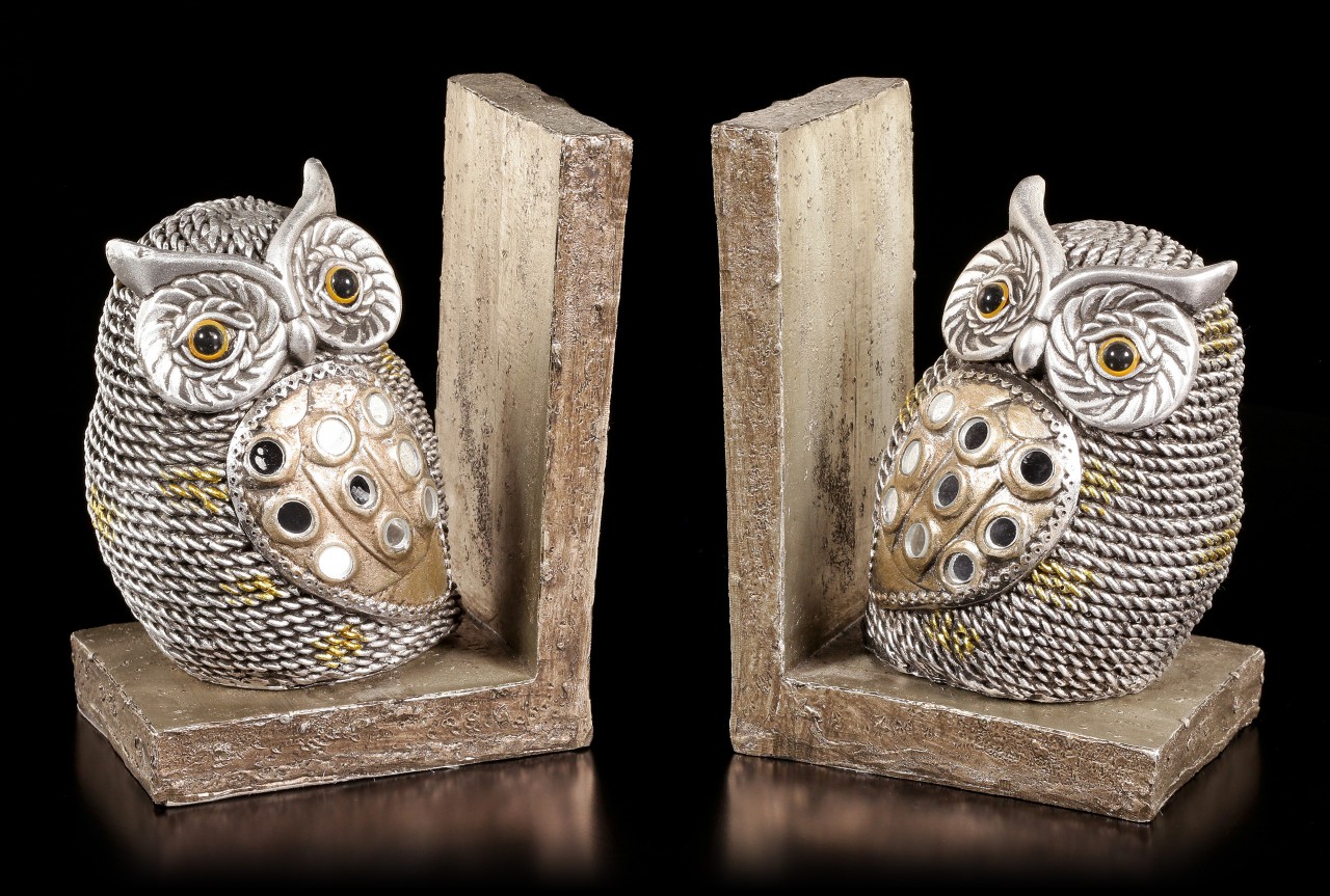 Bookends Set - Silver Owls
