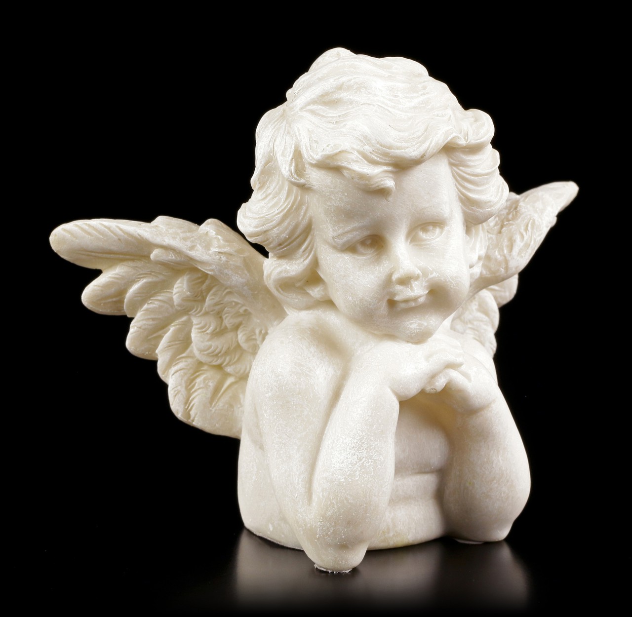 Engel Gartenfigur - Kleiner Cherub beobachtet