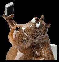 Lustige Nilpferd Figur - Selfie am Klo