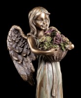 Engel Figur - Lächelnd mit Blumenkorb