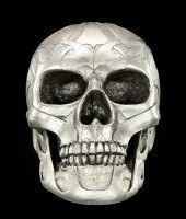 Skull - Silver colored matt with Tribals