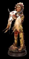Indianer Figur - Häuptling hält Bison Schädel