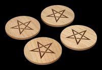 Wooden Coaster with Engraved Pentagram - Set of 4