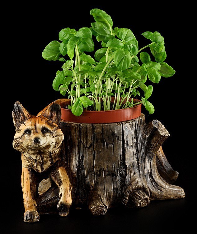 Gartenfigur Fuchs - Blumentopf in Holzoptik