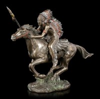 Native Indian Figurine - Warrior on Horse with Spear
