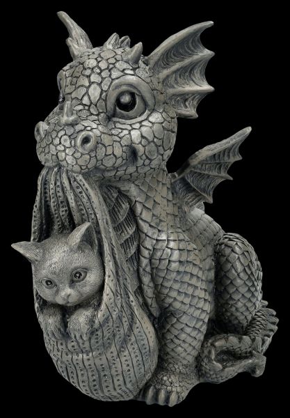 Garden Figurine - Dragon Carrying Cat