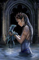 Fantasy Grußkarte Drache - Water Dragon
